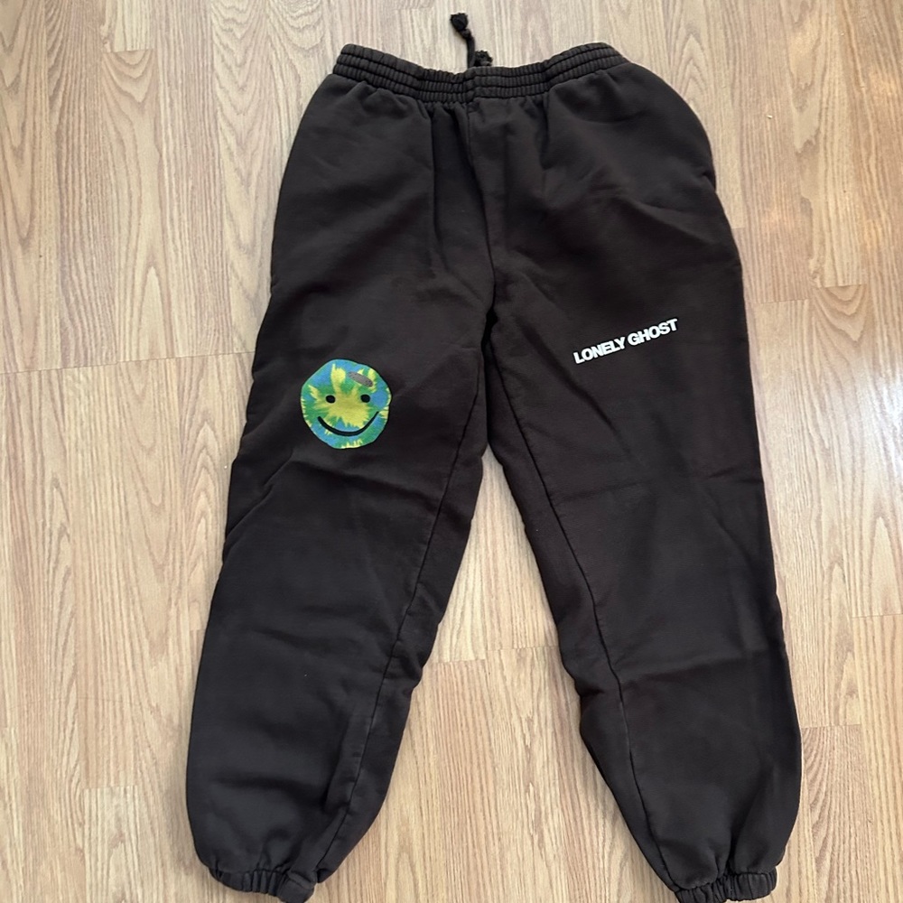 LONELYGHOST cool to care pants. brown and cream. size L work once